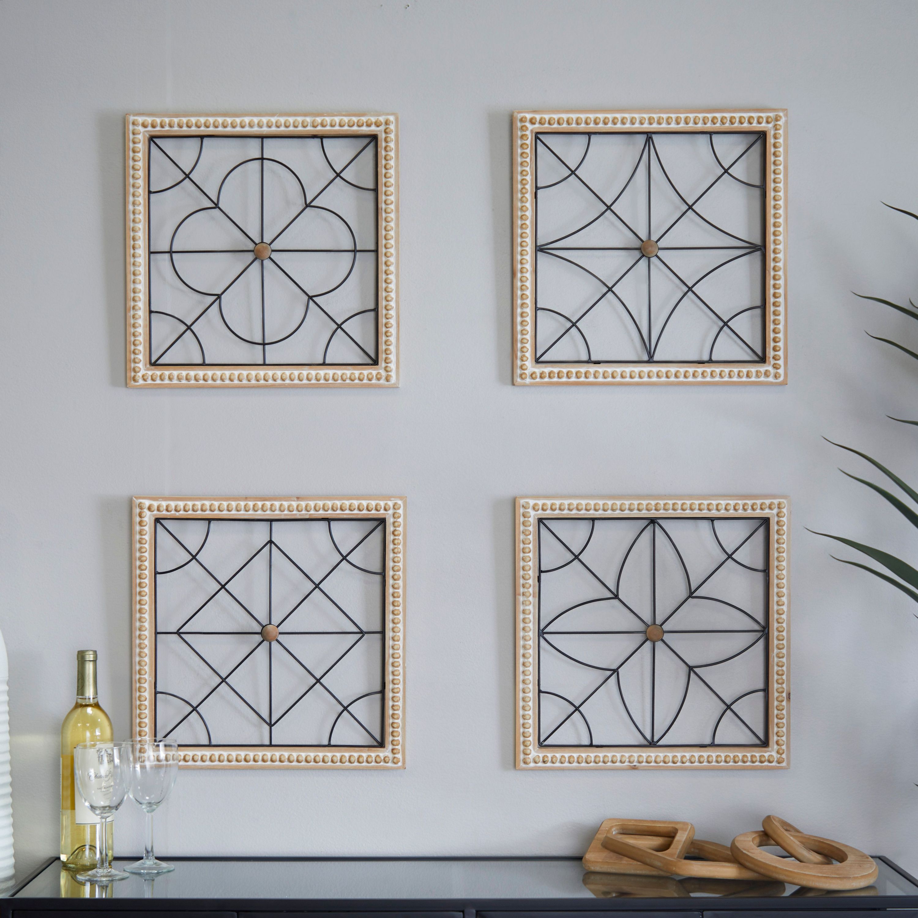French Country Wood Wall Decor - Set of 4