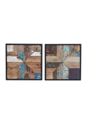 Teak Wood Natural Wall Décor - Set of 2