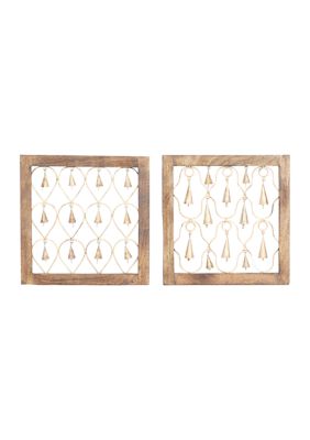 Monroe Lane Farmhouse Mango Wood Wall Decor - Set of 2, Brown