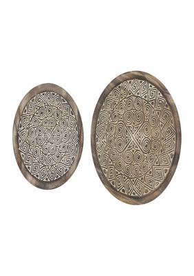 Monroe Lane Albizia Wood Eclectic Wall Décor - Set of 2, Brown