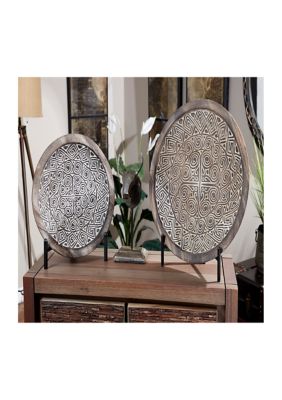 Albizia Wood Eclectic Wall Décor - Set of 2