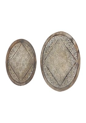 Monroe Lane Albizia wood Eclectic Wall Decor - Set of 2, Brown