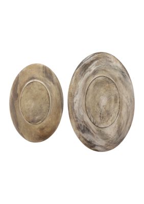 Albizia wood Eclectic Wall Decor - Set of 2