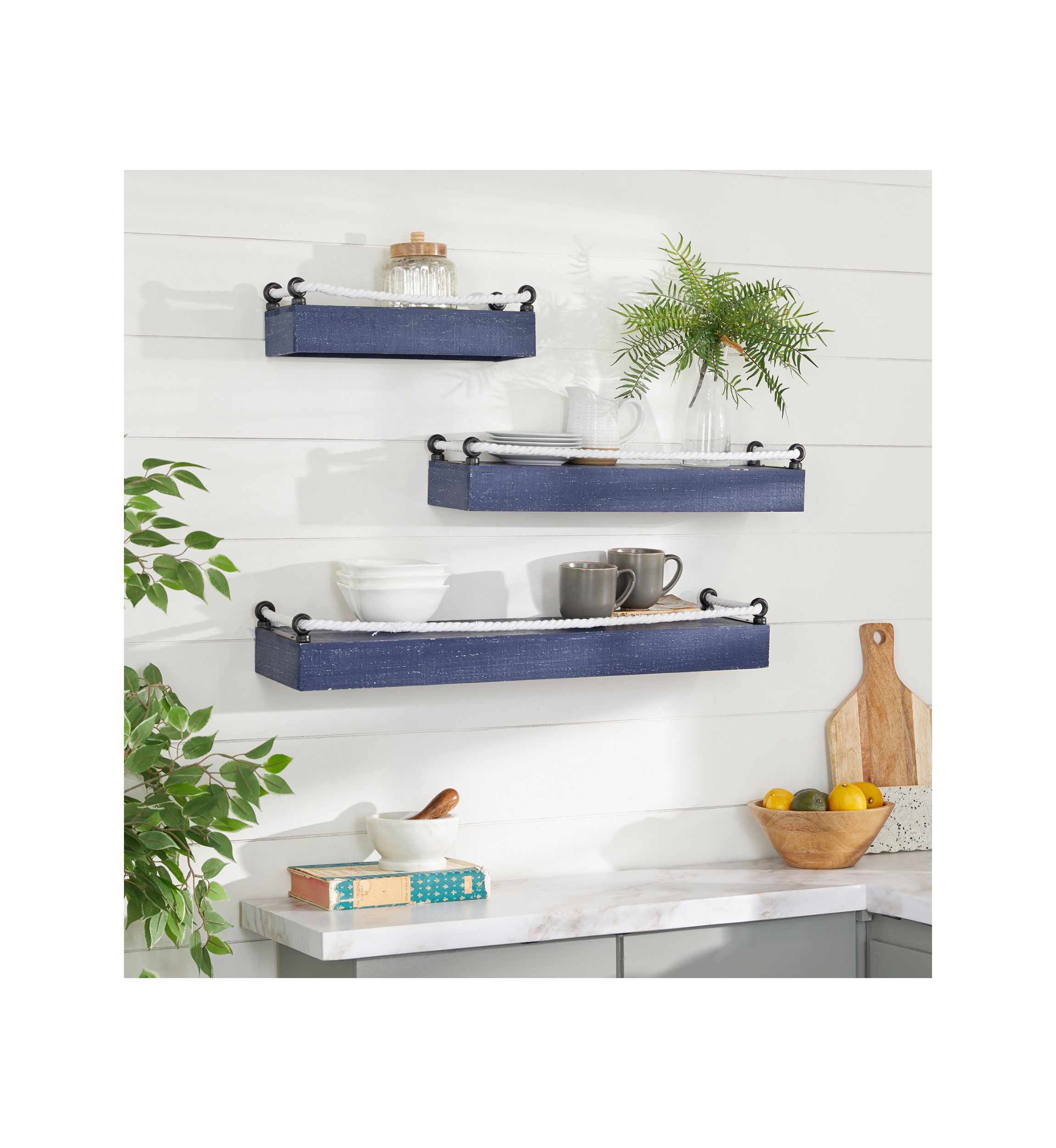 Contemporary Wood Wall Shelf - Set of 3