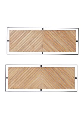 Monroe Lane Modern Farmhouse Wooden Wall Decor - Set of 2, Gold