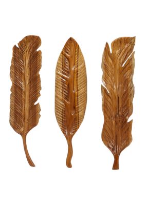 Rustic Teak Wood Wall Decor - Set of 3