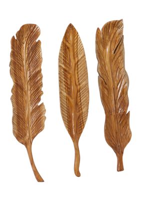 Rustic Teak Wood Wall Decor - Set of 3