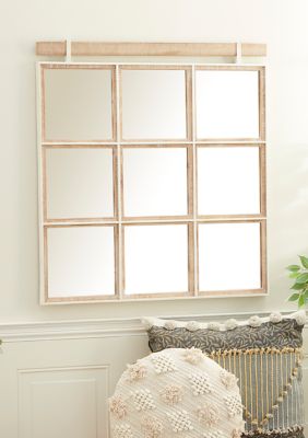 Monroe Lane Rustic Wood Wall Mirror, Brown