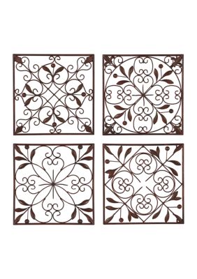 Rustic Metal Wall Decor - Set of 4