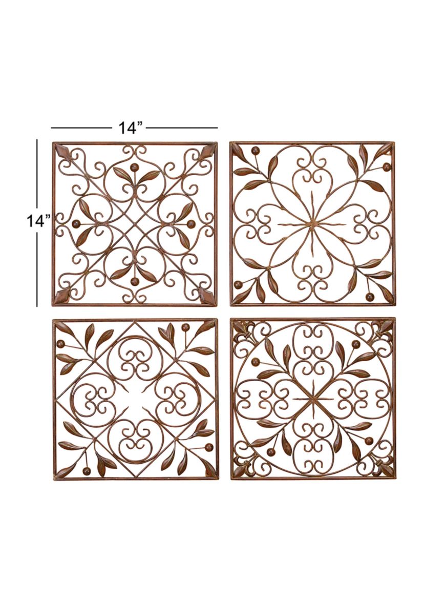 Rustic Metal Wall Decor - Set of 4