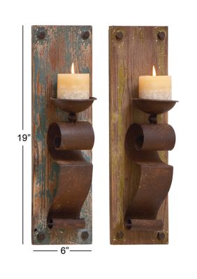 Rustic Wood Wall Sconce - Set of 2
