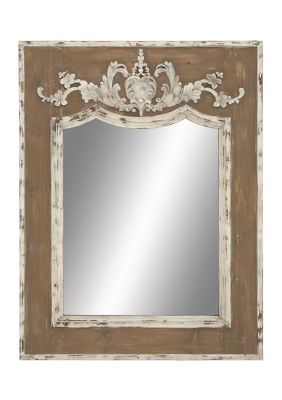 Monroe Lane Rustic Wood Wall Mirror, Brown