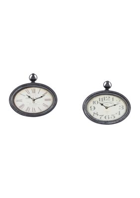 Vintage Metal Wall Clock - Set of 2