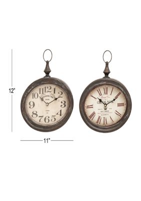 Vintage Metal Wall Clock - Set of 2