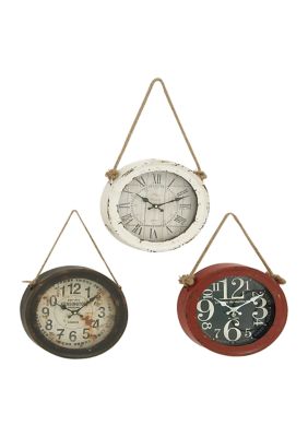 Vintage Metal Wall Clock - Set of 3