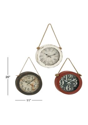 Vintage Metal Wall Clock - Set of 3