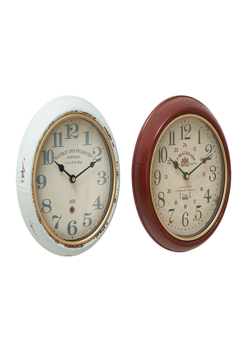 Vintage Metal Wall Clock - Set of 2