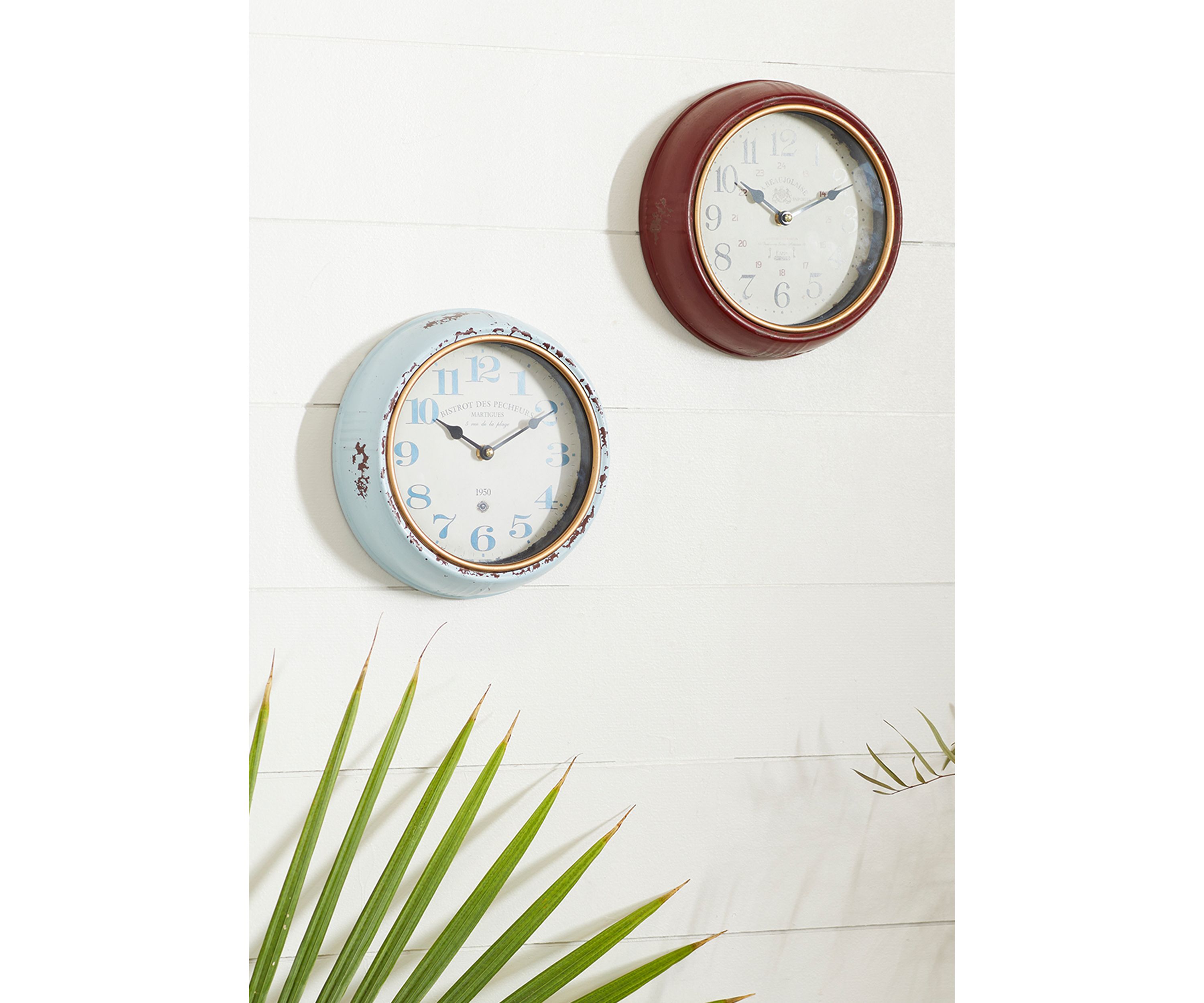 Vintage Metal Wall Clock - Set of 2