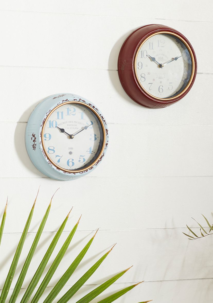 Vintage Metal Wall Clock - Set of 2