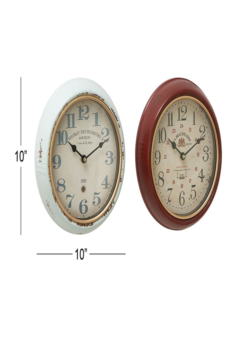 Vintage Metal Wall Clock - Set of 2