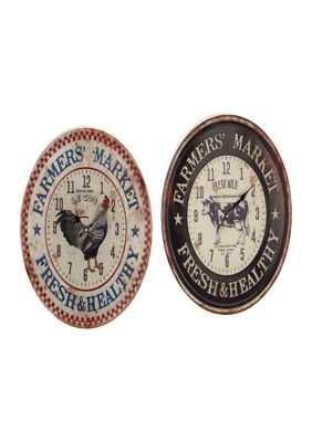 Farmhouse Metal Wall Clock - Set of 2