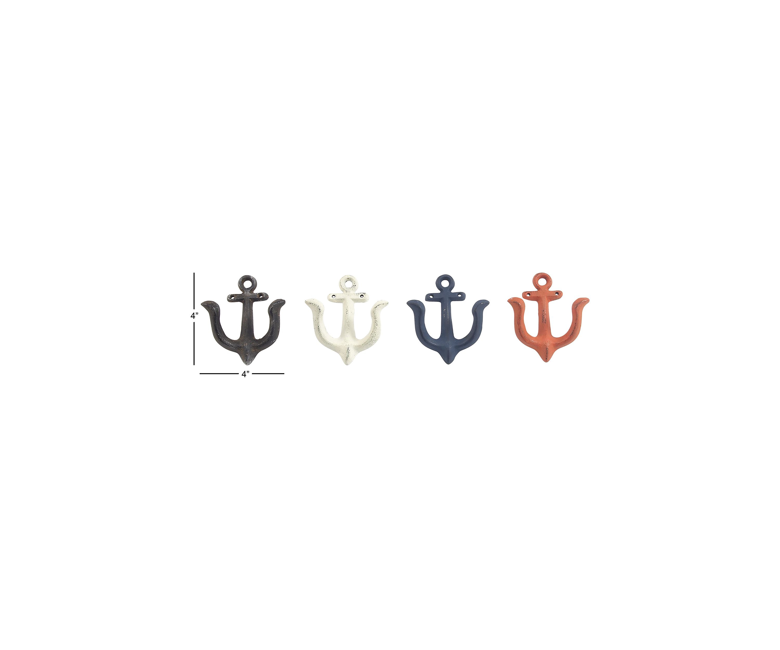 Coastal Metal Wall Hook - Set of 4