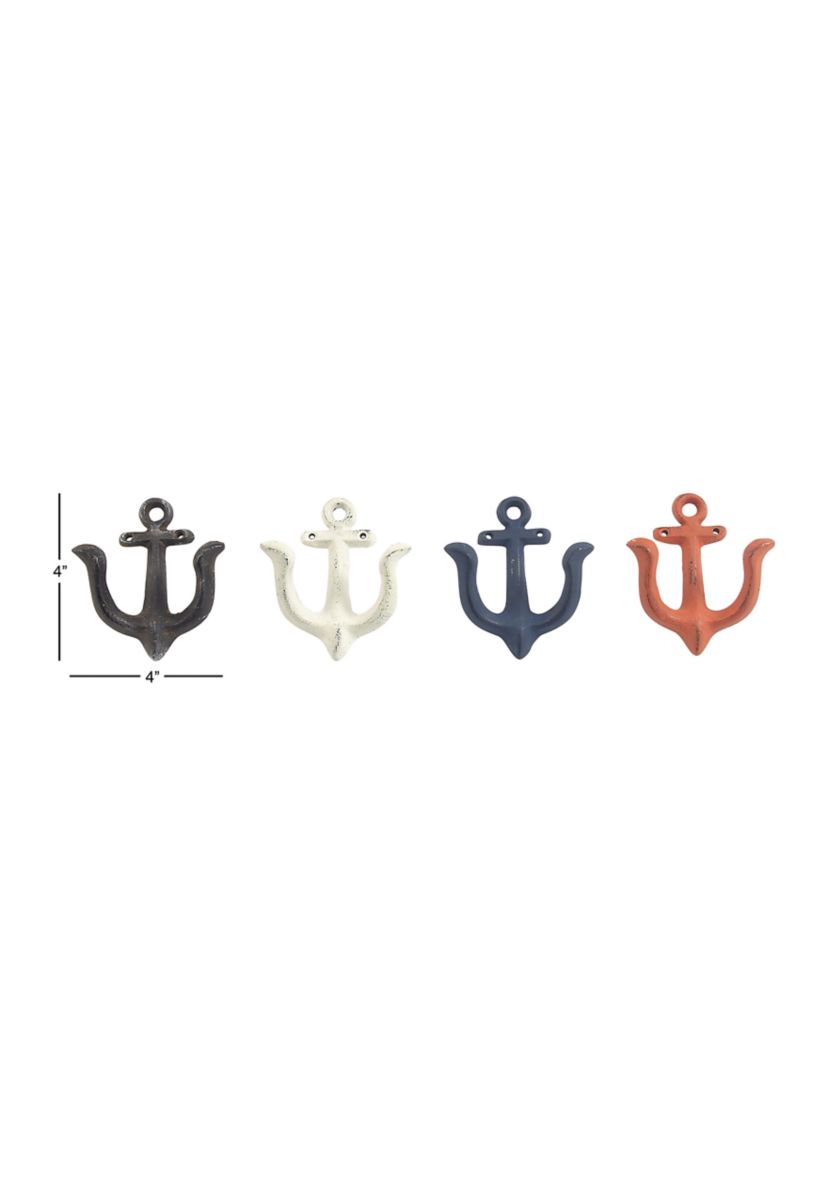 Coastal Metal Wall Hook - Set of 4