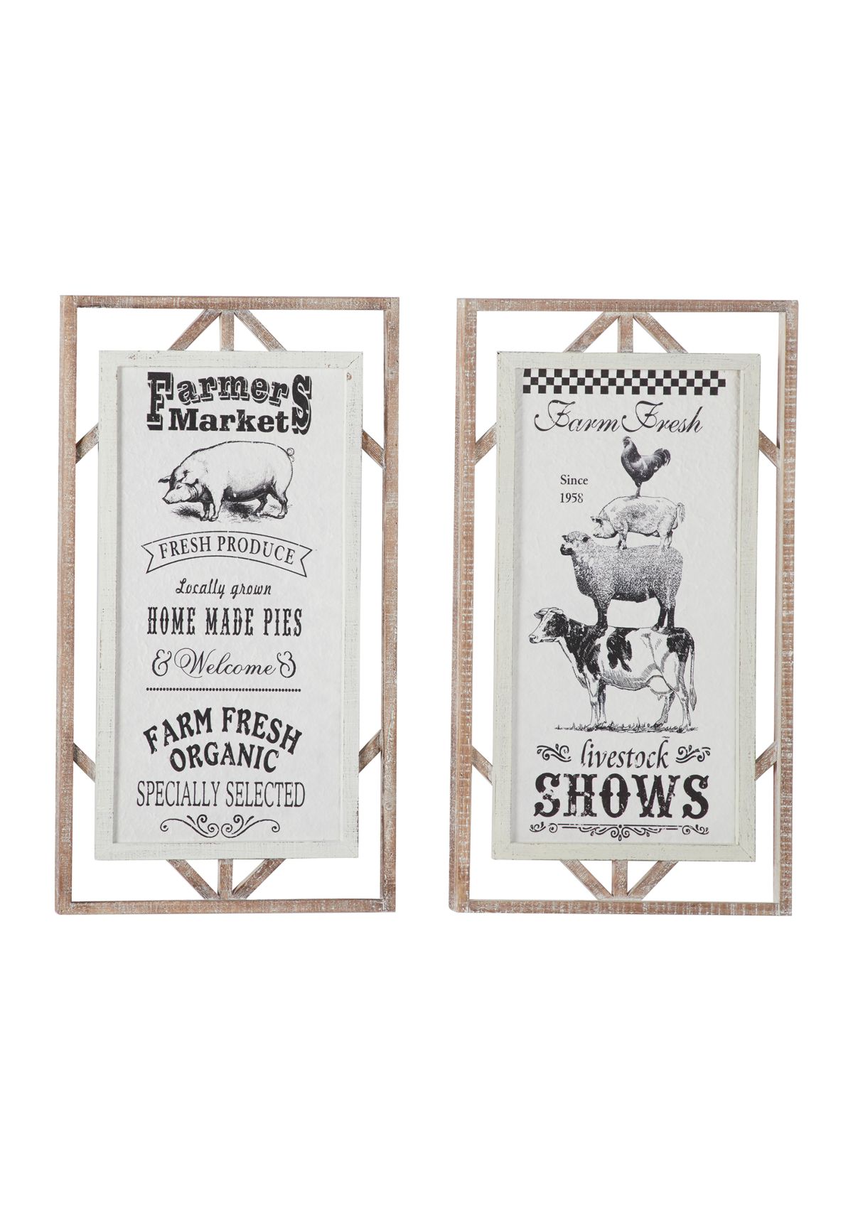 Wood Farmhouse Wall Décor - Set of 2