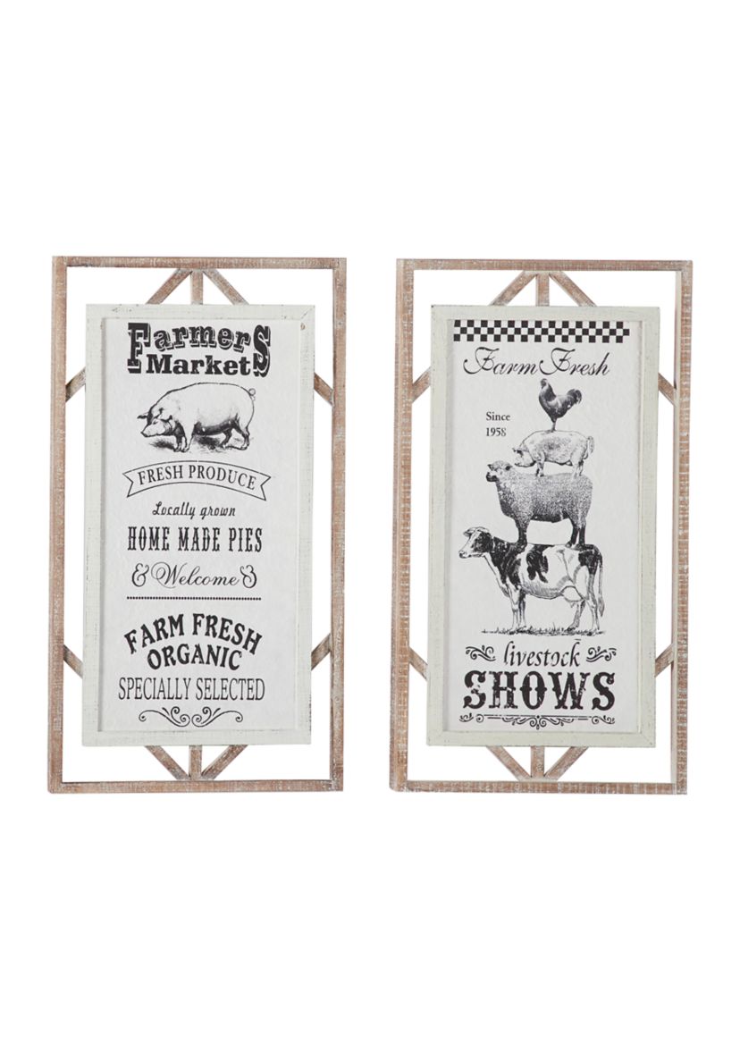Wood Farmhouse Wall Décor - Set of 2