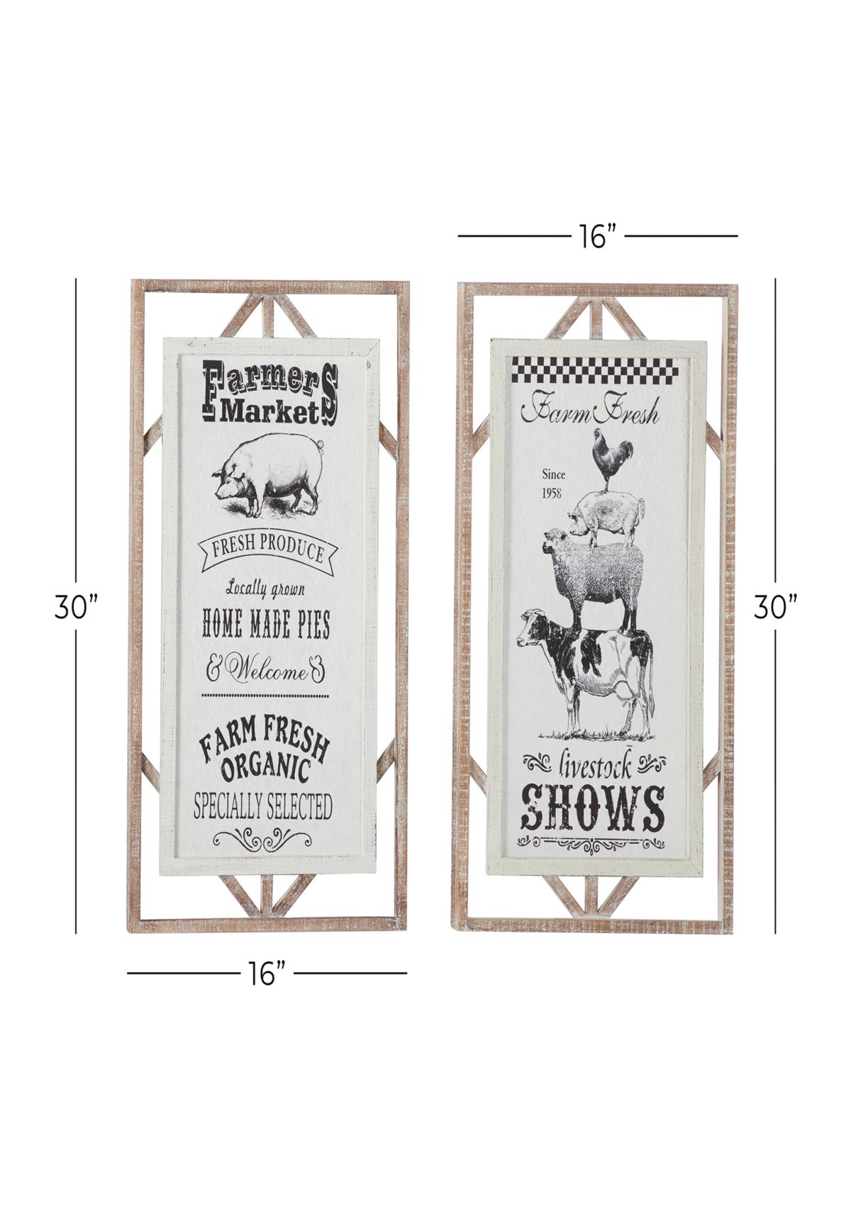 Wood Farmhouse Wall Décor - Set of 2