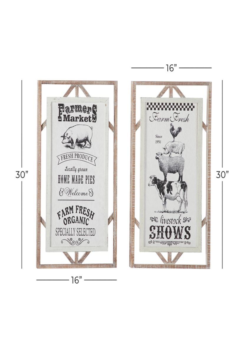 Wood Farmhouse Wall Décor - Set of 2