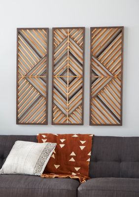 Monroe Lane Contemporary Wood Wall Decor - Set of 3, Brown