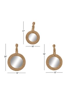 Coastal Jute Rope Wall Mirror - Set of 3