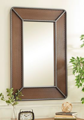 Monroe Lane Industrial Wood Wall Mirror, Brown