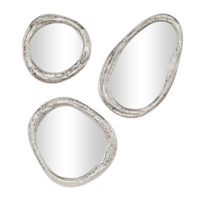 Contemporary Aluminum Metal Wall Mirror - Set of 3