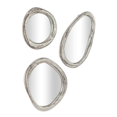 Contemporary Aluminum Metal Wall Mirror - Set of 3