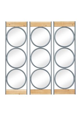 Industrial Metal Wall Mirror - Set of 3