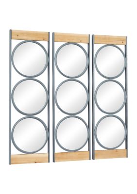 Industrial Metal Wall Mirror - Set of 3