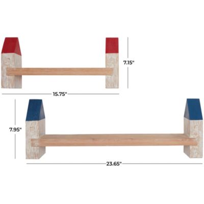 Coastal Wood Wall Shelf - Set of 2