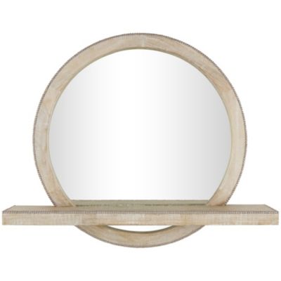 Monroe Lane Modern Farmhouse Mango Wood Wall Mirror, Light Brown