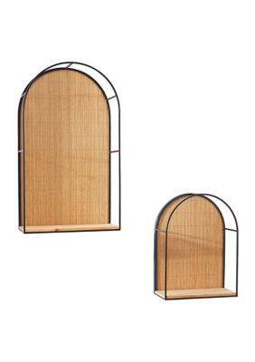 Modern Bamboo Wood Wall Shelf - Set of 2