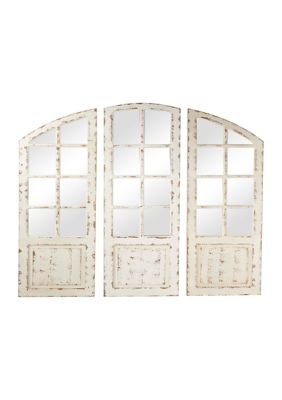 Vintage Wood Wall Mirror - Set of 3