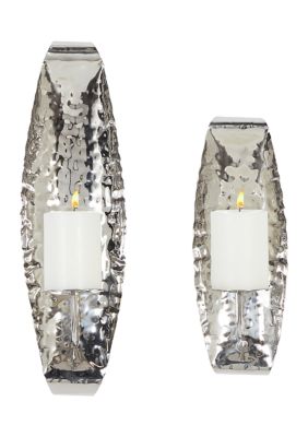 Contemporary Stainless Steel Metal Wall Sconce - Set of 2