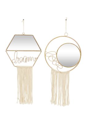 Contemporary Metal Wall Mirror - Set of 2