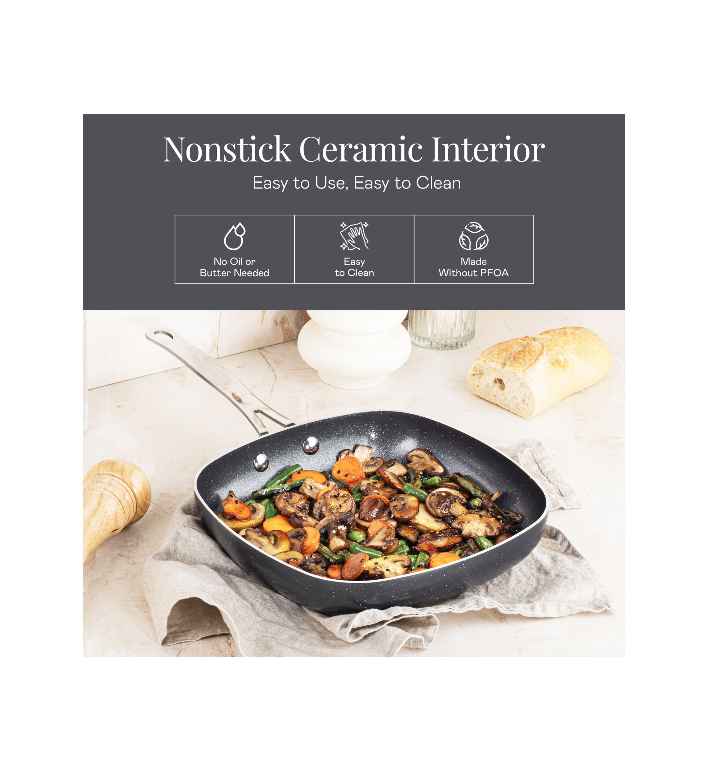 Ceraluxe 20 Piece Nonstick Ceramic Cookware and Bakeware Set