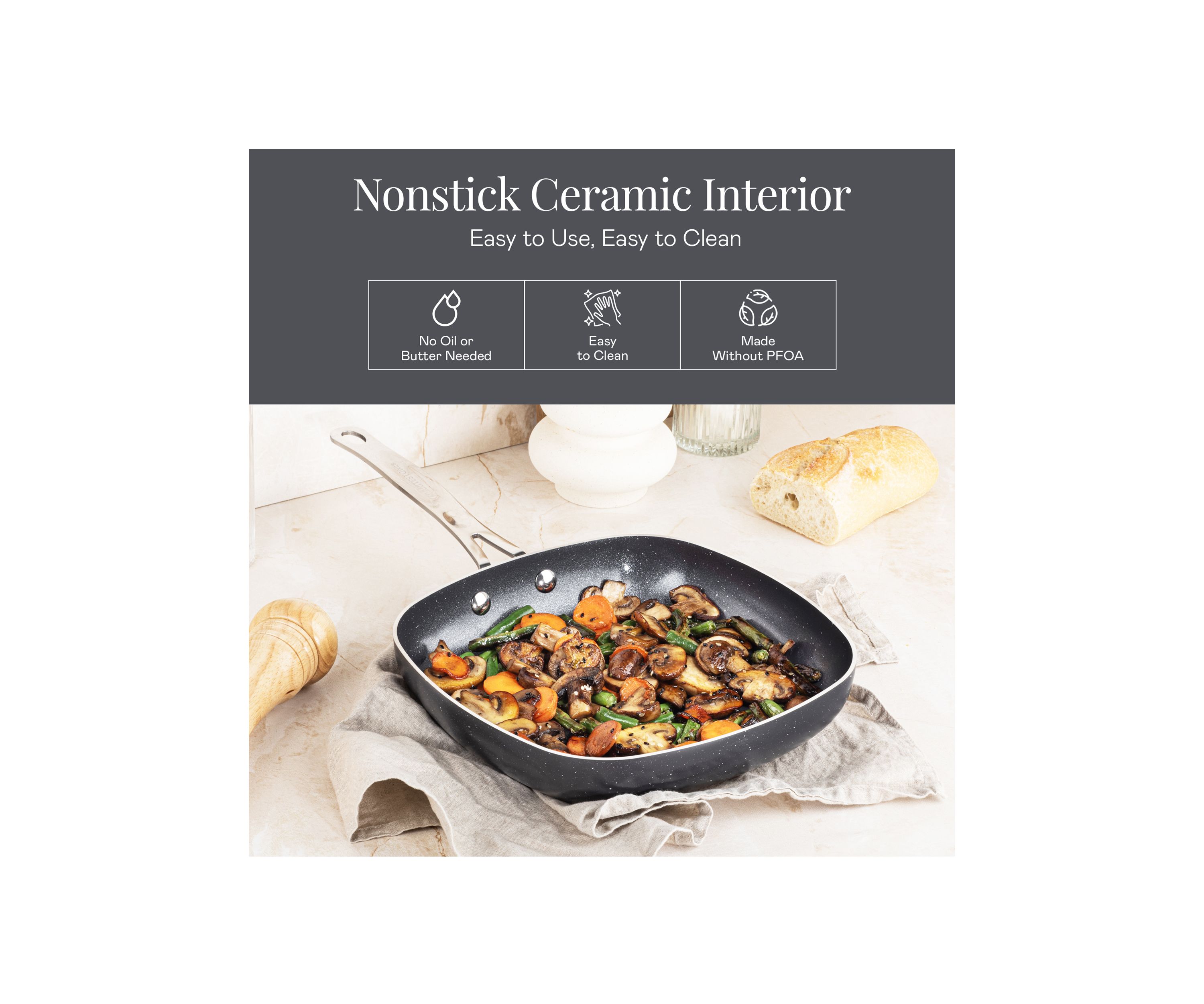 Ceraluxe 20 Piece Nonstick Ceramic Cookware and Bakeware Set