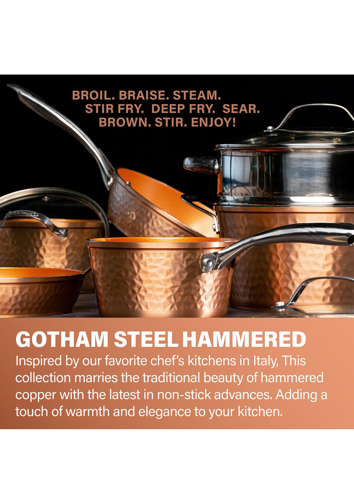 10" Hammered Copper Frying Pan