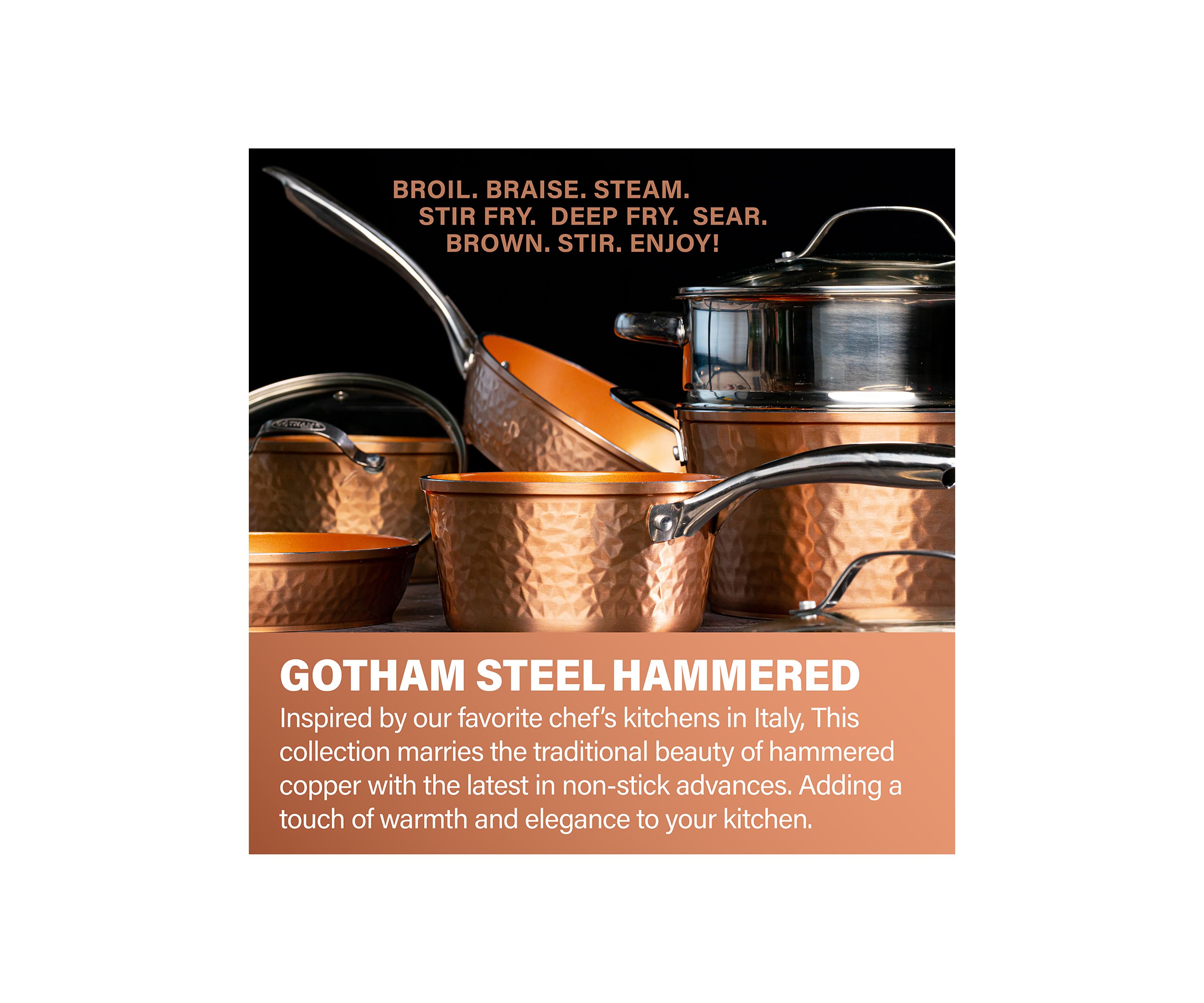 10" Hammered Copper Frying Pan