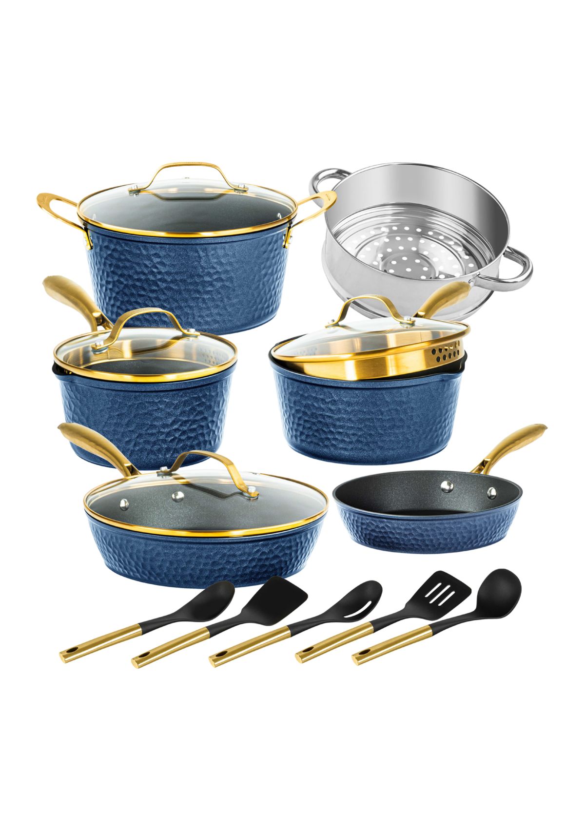 Charleston Collection Hammered Cookware 15 Piece Set