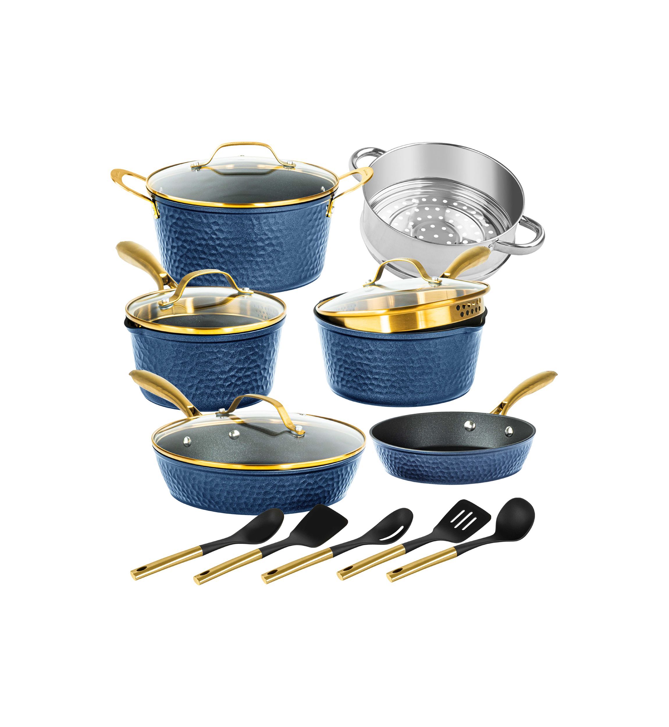 Charleston Collection Hammered Cookware 15 Piece Set